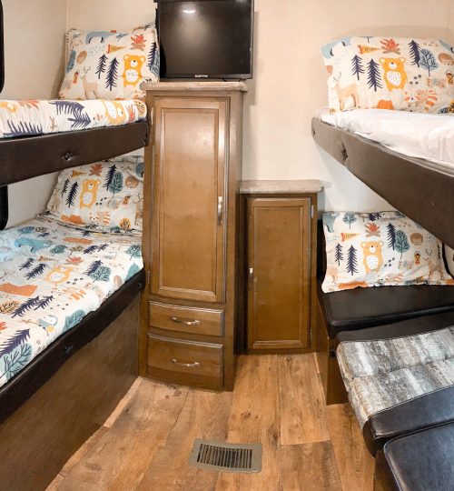 4 bunks feature 4 twin sized beds